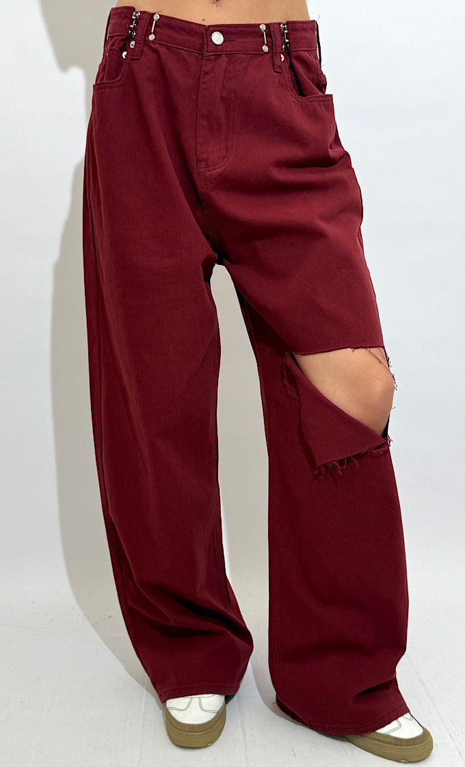 KANZY BURGUNDY JEANS 