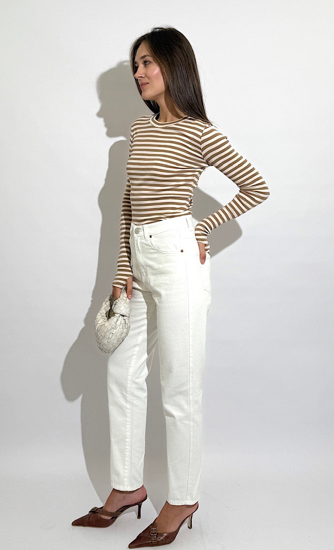 Catherine mocha striped shirt