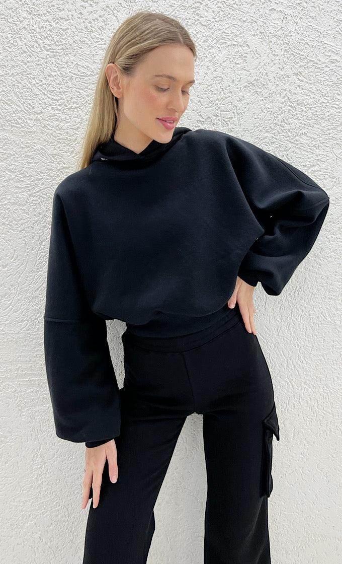 Black Potter Crop Sweatshirt